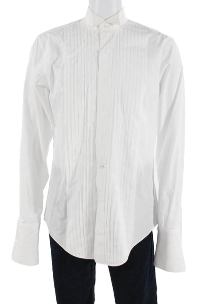 Brooks Brothers Mens Cotton Pleated Long Sleeve Button Up Shirt Size 15.5/36