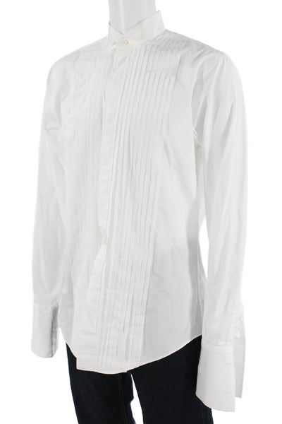 Brooks Brothers Mens Cotton Pleated Long Sleeve Button Up Shirt Size 15.5/36