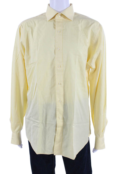 Polo Ralph Lauren Mens Solid Long Sleeve Button Up Shirt Yellow Size 16.5/36-37