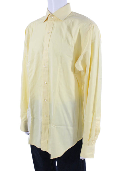 Polo Ralph Lauren Mens Solid Long Sleeve Button Up Shirt Yellow Size 16.5/36-37