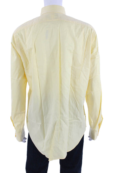 Polo Ralph Lauren Mens Solid Long Sleeve Button Up Shirt Yellow Size 16.5/36-37