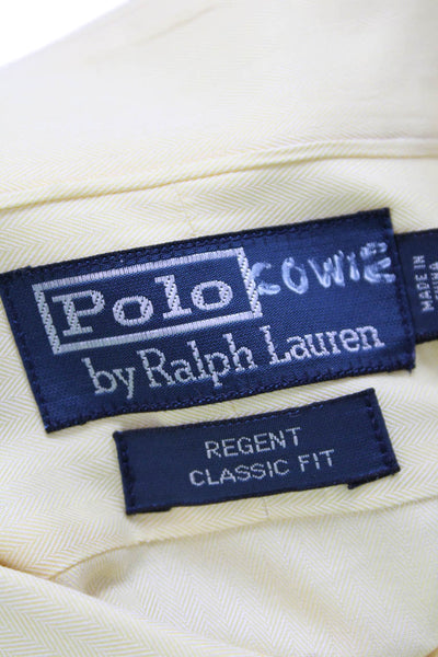 Polo Ralph Lauren Mens Solid Long Sleeve Button Up Shirt Yellow Size 16.5/36-37
