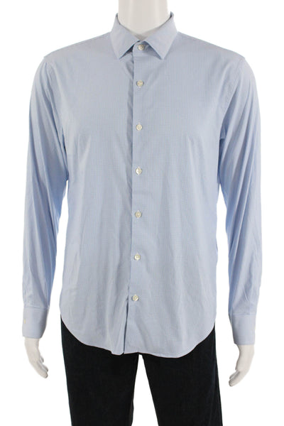 Bonobos Mens Button Front Collared Gingham Shirt Blue White Size Medium