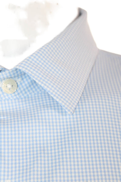Bonobos Mens Button Front Collared Gingham Shirt Blue White Size Medium