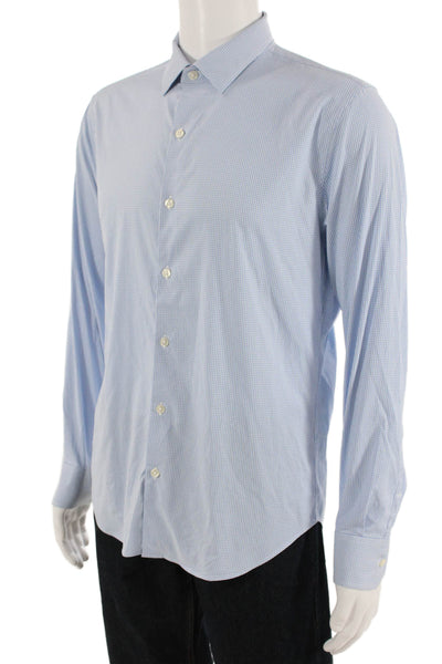 Bonobos Mens Button Front Collared Gingham Shirt Blue White Size Medium