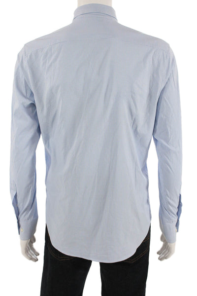 Bonobos Mens Button Front Collared Gingham Shirt Blue White Size Medium