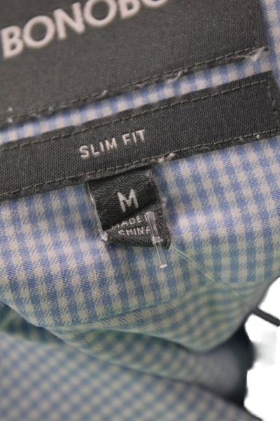 Bonobos Mens Button Front Collared Gingham Shirt Blue White Size Medium