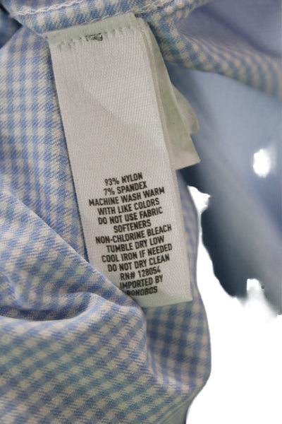 Bonobos Mens Button Front Collared Gingham Shirt Blue White Size Medium