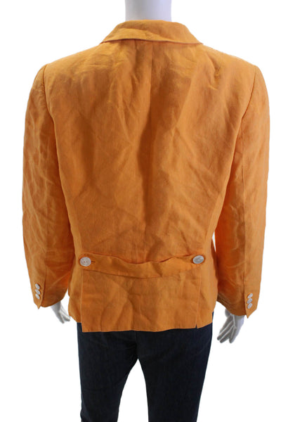 DKNY Women Orange Collared Button Blazer Long Sleeve Polyester Size 6