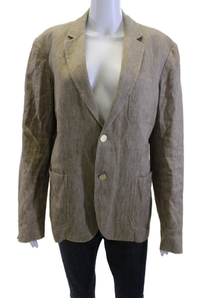 Vince Men Brown Collared Blazer Italian Fabric Size S