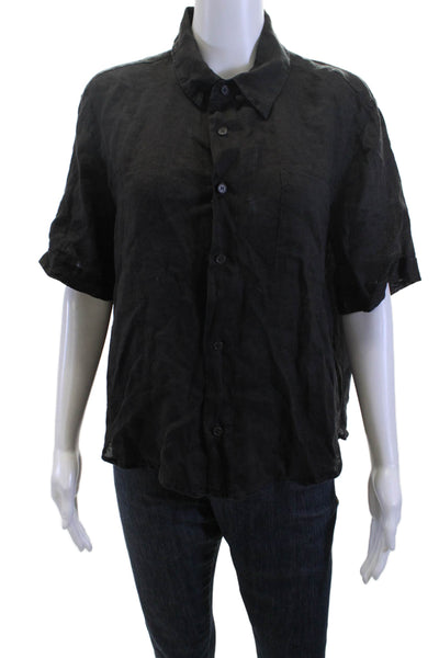 CP Shades Mens Point Collar Button-Up Black Short Sleeve Size S