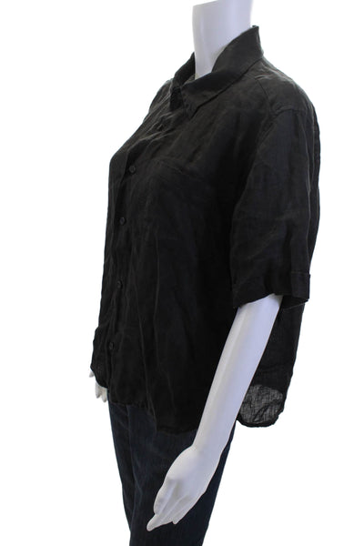 CP Shades Mens Point Collar Button-Up Black Short Sleeve Size S