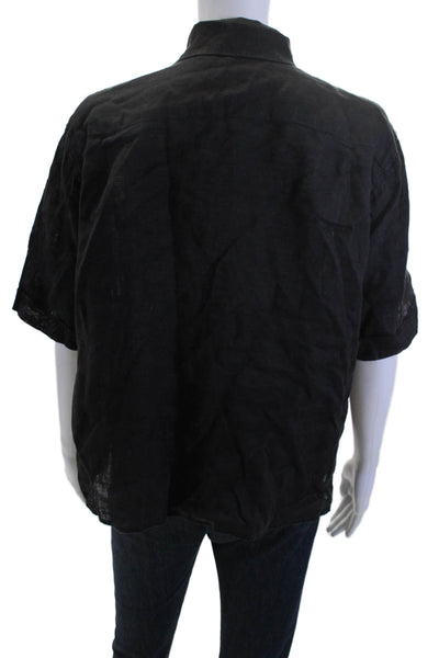 CP Shades Mens Point Collar Button-Up Black Short Sleeve Size S