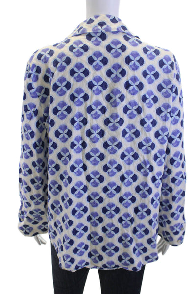 Zara Women Beige Geometric Collared Button-Up Blouse Long-Sleeve Size S