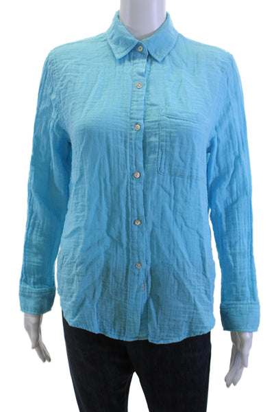 Rails Women Light Blue Collared Button-Up Top Long Sleeve Size XS Petite