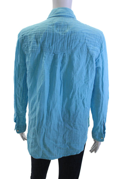 Rails Women Light Blue Collared Button-Up Top Long Sleeve Size XS Petite
