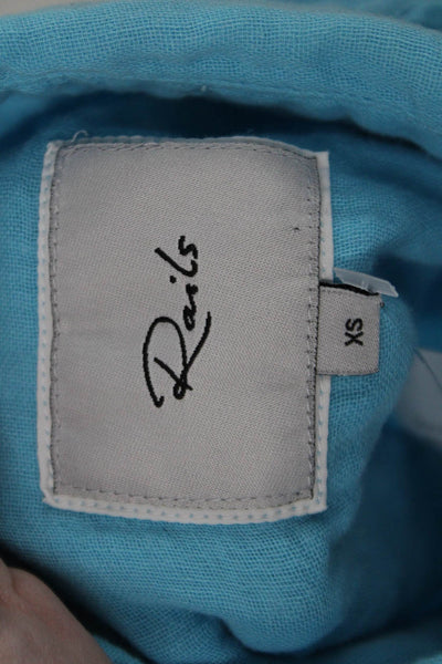 Rails Women Light Blue Collared Button-Up Top Long Sleeve Size XS Petite