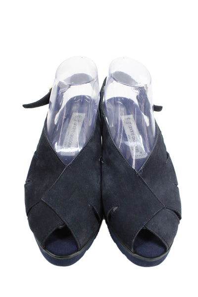 Andre Assous Womens Open Toe Slingback Open Toe Detail Heels Blue Size 8