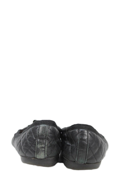 Paul Mayer Attitudes Womens Leather Quilted Bow Tied Flats Black Size 8