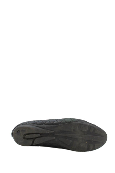 Paul Mayer Attitudes Womens Leather Quilted Bow Tied Flats Black Size 8