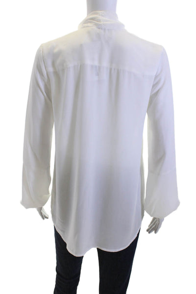 Marled Womens White Long Sleeve Tie Neck Blouse 100% Polyester Size XS