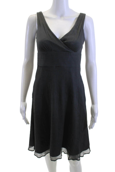 J Crew Women A-Line Fit & Flare Silk V-Neck Black Sleeveless Dress Size 2P