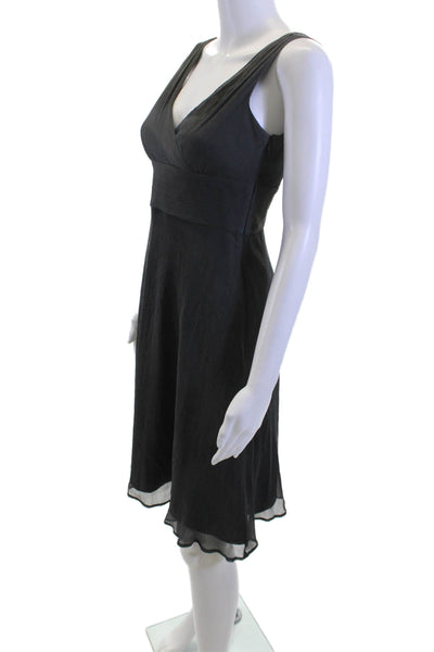 J Crew Women A-Line Fit & Flare Silk V-Neck Black Sleeveless Dress Size 2P