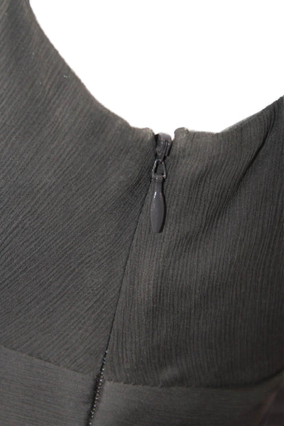 J Crew Women A-Line Fit & Flare Silk V-Neck Black Sleeveless Dress Size 2P