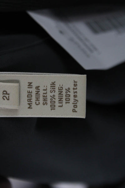 J Crew Women A-Line Fit & Flare Silk V-Neck Black Sleeveless Dress Size 2P