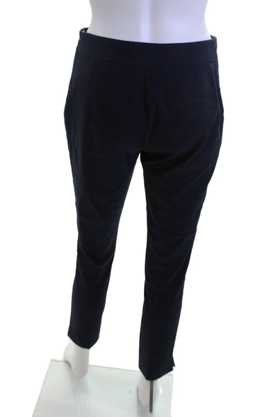 Tory Burch Women Ankle Cropped Dress Pants Dark Blue Cotton Blend Size 0