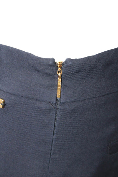 Tory Burch Women Ankle Cropped Dress Pants Dark Blue Cotton Blend Size 0