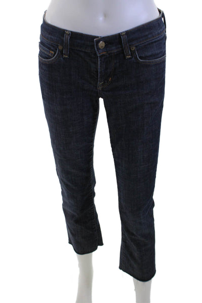 Citizens of Humanity Women Ankle Cropped Jeans Dark Blue Button Mid Rise Size 26