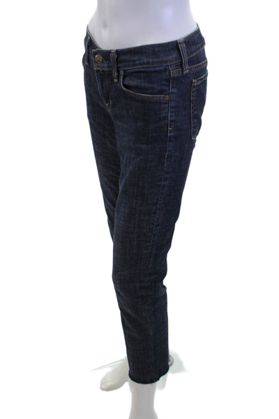Citizens of Humanity Women Ankle Cropped Jeans Dark Blue Button Mid Rise Size 26