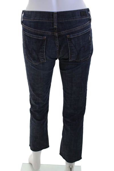 Citizens of Humanity Women Ankle Cropped Jeans Dark Blue Button Mid Rise Size 26