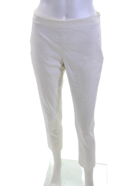 Tory Burch Women Ankle Cropped Dress Pants White Cotton Blend Size 0