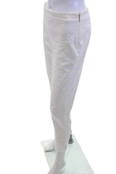Tory Burch Women Ankle Cropped Dress Pants White Cotton Blend Size 0