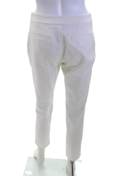 Tory Burch Women Ankle Cropped Dress Pants White Cotton Blend Size 0