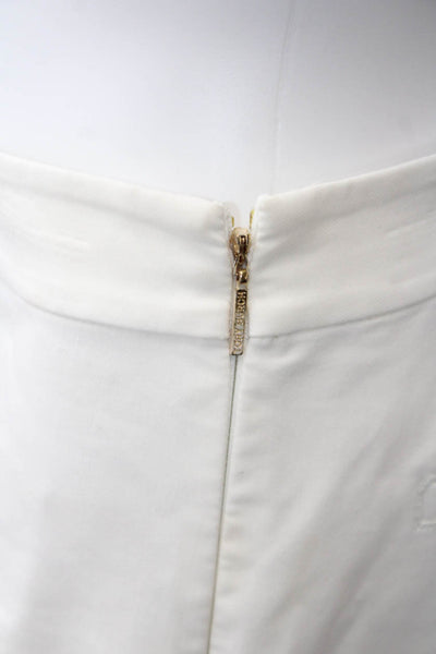 Tory Burch Women Ankle Cropped Dress Pants White Cotton Blend Size 0