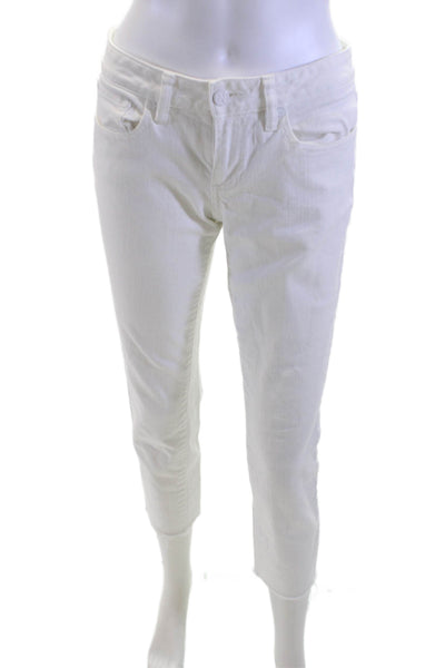 Tory Burch Women Ankle Cropped Jeans White Button Size 26