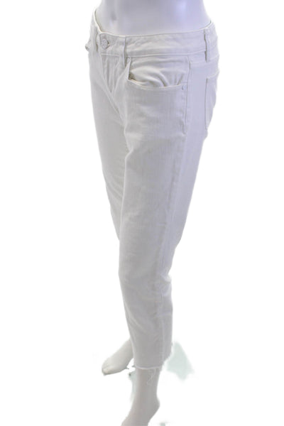 Tory Burch Women Ankle Cropped Jeans White Button Size 26