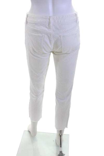 Tory Burch Women Ankle Cropped Jeans White Button Size 26