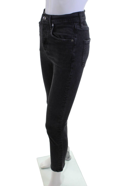 Agolde Womens High Rise Skinny Cropped Ankle Jeans Black Size 24