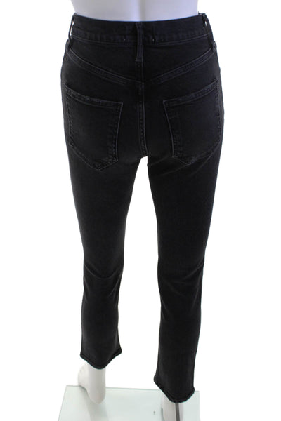 Agolde Womens High Rise Skinny Cropped Ankle Jeans Black Size 24