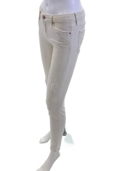 Mother Womens Ankle Skinny Beige Jeans Mid Rise Inseam 29 Size 26