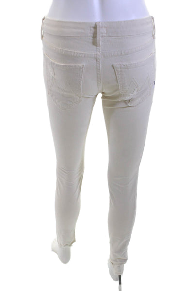 Mother Womens Ankle Skinny Beige Jeans Mid Rise Inseam 29 Size 26