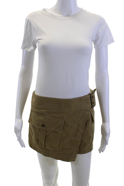 Zara Women Cargo Wrap Mini Skort Beige Cotton Solid Size S