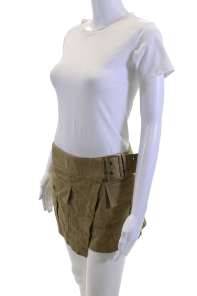 Zara Women Cargo Wrap Mini Skort Beige Cotton Solid Size S
