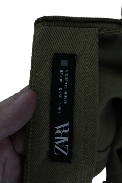 Zara Women Cargo Wrap Mini Skort Beige Cotton Solid Size S
