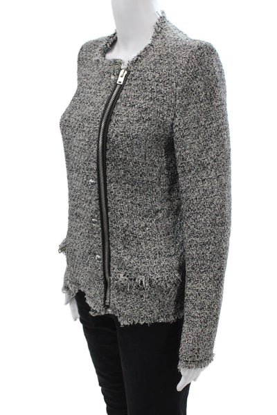 IRO Womens Gray Cotton Blend Snap Jacket Crew Neck Long Sleeve Size S