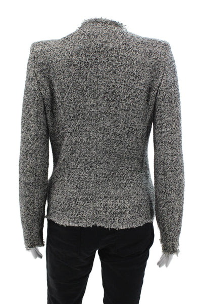 IRO Womens Gray Cotton Blend Snap Jacket Crew Neck Long Sleeve Size S